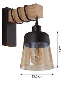 Brilagi - Nástenné svietidlo WOOD GLASS 1xE27/60W/230V borovica/čierna/dymová hnedá