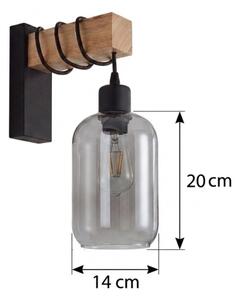 Brilagi - Nástenné svietidlo WOOD GLASS 1xE27/60W/230V borovica/čierna/dymová sivá