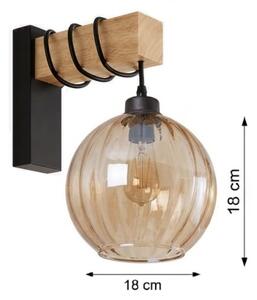 Brilagi - Nástenné svietidlo WOOD GLASS 1xE27/60W/230V borovica/čierna/dymovo-hnedá