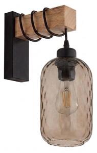 Brilagi - Nástenné svietidlo WOOD GLASS 1xE27/60W/230V borovica/čierna/dymovo-hnedá