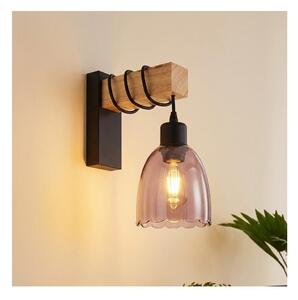 Brilagi - Nástenné svietidlo WOOD GLASS 1xE27/60W/230V borovica/čierna/dymová béžová