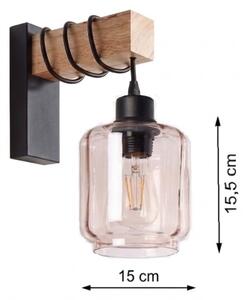 Brilagi - Nástenné svietidlo WOOD GLASS 1xE27/60W/230V borovica/čierna/dymovo-béžová
