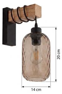 Brilagi - Nástenné svietidlo WOOD GLASS 1xE27/60W/230V borovica/čierna/dymovo-hnedá