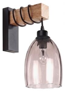 Brilagi - Nástenné svietidlo WOOD GLASS 1xE27/60W/230V borovica/čierna/dymová béžová