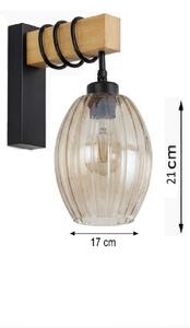 Brilagi - Nástenné svietidlo WOOD GLASS 1xE27/60W/230V borovica/čierna/dymovo béžová