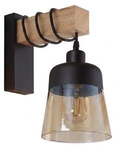 Brilagi - Nástenné svietidlo WOOD GLASS 1xE27/60W/230V borovica/čierna/dymová hnedá