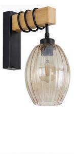 Brilagi - Nástenné svietidlo WOOD GLASS 1xE27/60W/230V borovica/čierna/dymovo béžová