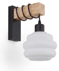 Brilagi - Nástenné svietidlo WOOD GLASS 1xE27/60W/230V borovica/čierna/biela