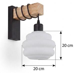 Brilagi - Nástenné svietidlo WOOD GLASS 1xE27/60W/230V borovica/čierna/biela