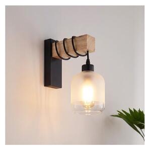 Brilagi - Nástenné svietidlo WOOD GLASS 1xE27/60W/230V borovica/čierna/biela