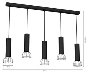 Luster na lanku DANTE 5xGU10/25W/230V čierna/lesklý chróm