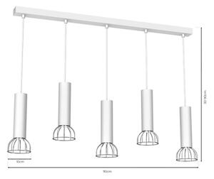 Luster na lanku DANTE 5xGU10/25W/230V biela/lesklý chróm