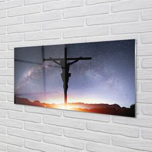 Nástenný panel  Ježiš ukrižovaný neba 100x50 cm