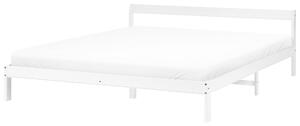 Posteľ biela borovicové drevo 180 x 200 cm s čelom a lamelovým roštom minimalistický štýl spálňa