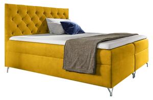 KONDELA Boxspringová posteľ, 200x200, žltá látka Velvet, GULIETTE + darček