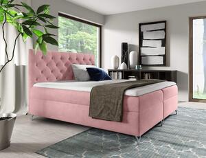 KONDELA Boxspringová posteľ, 120x200, ružová látka Velvet, GULIETTE + darček
