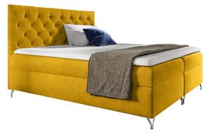 KONDELA Boxspringová posteľ, 160x200, žltá látka Velvet, GULIETTE + darček