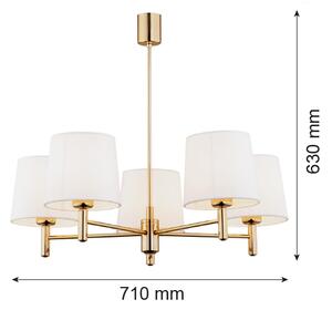 Argon 2106 - Luster na tyči PONTE 5xE27/15W/230V mosadz/krémová