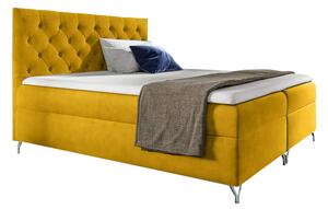 KONDELA Boxspringová posteľ, 120x200, žltá látka Velvet, GULIETTE + darček