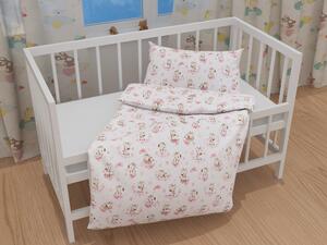 Biante Detské bavlnené posteľné obliečky do postieľky Sandra SA-438 Ružové žirafy na bielom Do postieľky 90x140 a 50x70 cm
