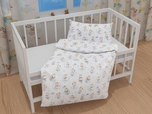 Biante Detské bavlnené posteľné obliečky do postieľky Sandra SA-443 Modré žirafy na bielom Do postieľky 100x135 a 40x60 cm