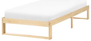 Posteľ svetlohnedá borovicové drevo 90 x 200 cm s lamelovým roštom bez čela minimalistický štýl spálňa