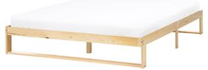 Posteľ svetlohnedá borovicové drevo 160 x 200 cm s lamelovým roštom bez čela minimalistický štýl spálňa