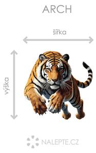 Nalepte.cz Tiger v skoku textilní prelepiteľná nálepka na stenu arch 45 x 45 cm