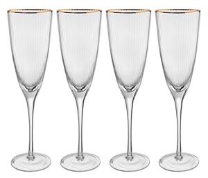 GOLDEN TWENTIES Sada pohárov na šampanské so zlatým okrajom 250 ml 4 ks