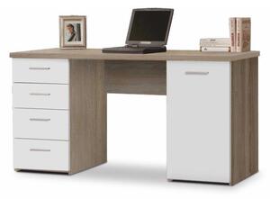Kondela EUSTACH DS/BI 0000083725 - písací stôl dub sonoma/biela 4Z/1D