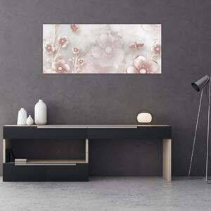 Obraz - Ružové kvety (120x50 cm)