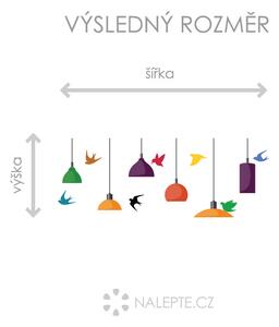 Nalepte.cz Lampy a vtáčiky textilní prelepiteľné nálepky na stenu 84 x 30 cm