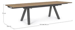 MUZZA Záhradný rozkladací stôl salia 203 (293) x 100 cm čierny