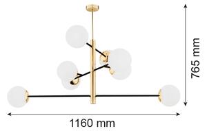 Argon 5041 - Luster na tyči CAMERON 8xE27/15W/230V mosadz/čierna