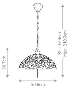 Elstead QZ-KAMI-P - Luster na reťazi Tiffany KAMI 3xE27/60W/230V