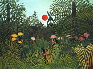 Obrazová reprodukcia Setting Sun in the Virgin Forest (Tropical Rainforest Landscape) - Henri Rousseau
