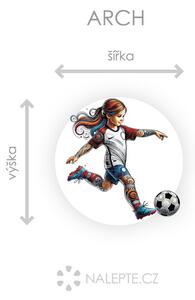 Nalepte.cz Malá futbalistka textilní prelepiteľná nálepka na stenu arch 20 x 20 cm