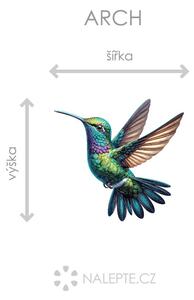 Nalepte.cz Farebný kolibrík textilní prelepiteľná nálepka na stenu arch 20 x 19 cm