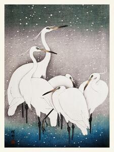 Obrazová reprodukcia Group of Egrets (Japandi Vintage) - Ohara Koson, (30 x 40 cm)