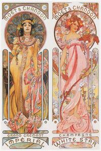 Obrazová reprodukcia Moët & Chandon Champagne (Beautiful Pair of Art Nouveau Lady, Advertisement) - Alfons / Alphonse Mucha, (26.7 x 40 cm)