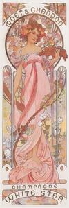 Obrazová reprodukcia Moët & Chandon White Star Champagne (Beautiful Art Nouveau Lady, Advertisement) - Alfons / Alphonse Mucha, (20 x 60 cm)