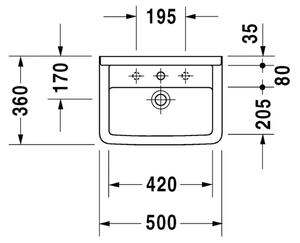 Duravit Starck 3 - Umývadlo 500x360 mm s 1 otvorom pre armatúru, biele 0300500000