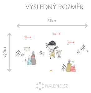 Nalepte.cz Malý indián textilní prelepiteľné nálepky na stenu arch 47 x 27 cm