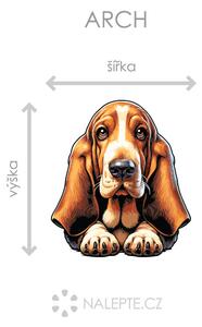 Nalepte.cz Pes Basset textilní prelepiteľná nálepka na stenu arch 18 x 20 cm