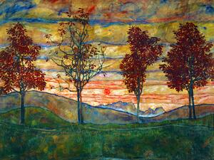 Obrazová reprodukcia Four Trees (Vintage Landscape) - Egon Schiele