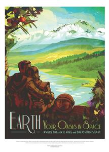 Obrazová reprodukcia Earth - Your Oasis in Space (Retro Intergalactic Space Travel) NASA, (30 x 40 cm)