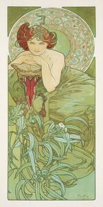 Obrazová reprodukcia Emerald from The Precious Stones Series (Beautiful Distressed Art Nouveau Lady) - Alphonse / Alfons Mucha