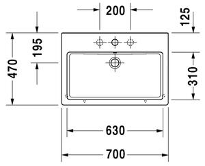 Duravit Vero - Umývadlo do nábytku 700x470 mm, s prepadom, biela 0454700000