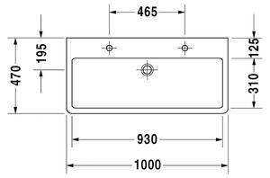 Duravit Vero - Umývadlo brúsené, 2 otvory pre 2 batérie, 100 x 47 cm, čierne 0454100824
