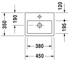 Duravit Vero - Umývadielko 450 x 350 mm,1 otvor pre batériu prepichnutý biela 0704450000